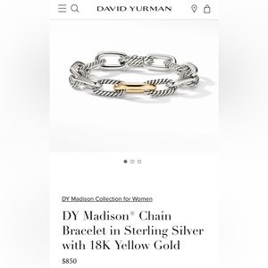 David Yurman Madison Chain Bracelet in Sterling Silver with 18K Yellow Gold